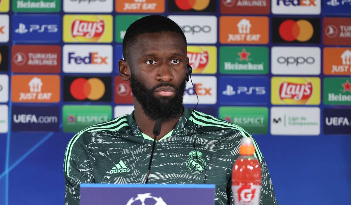 Rüdiger in a press conference