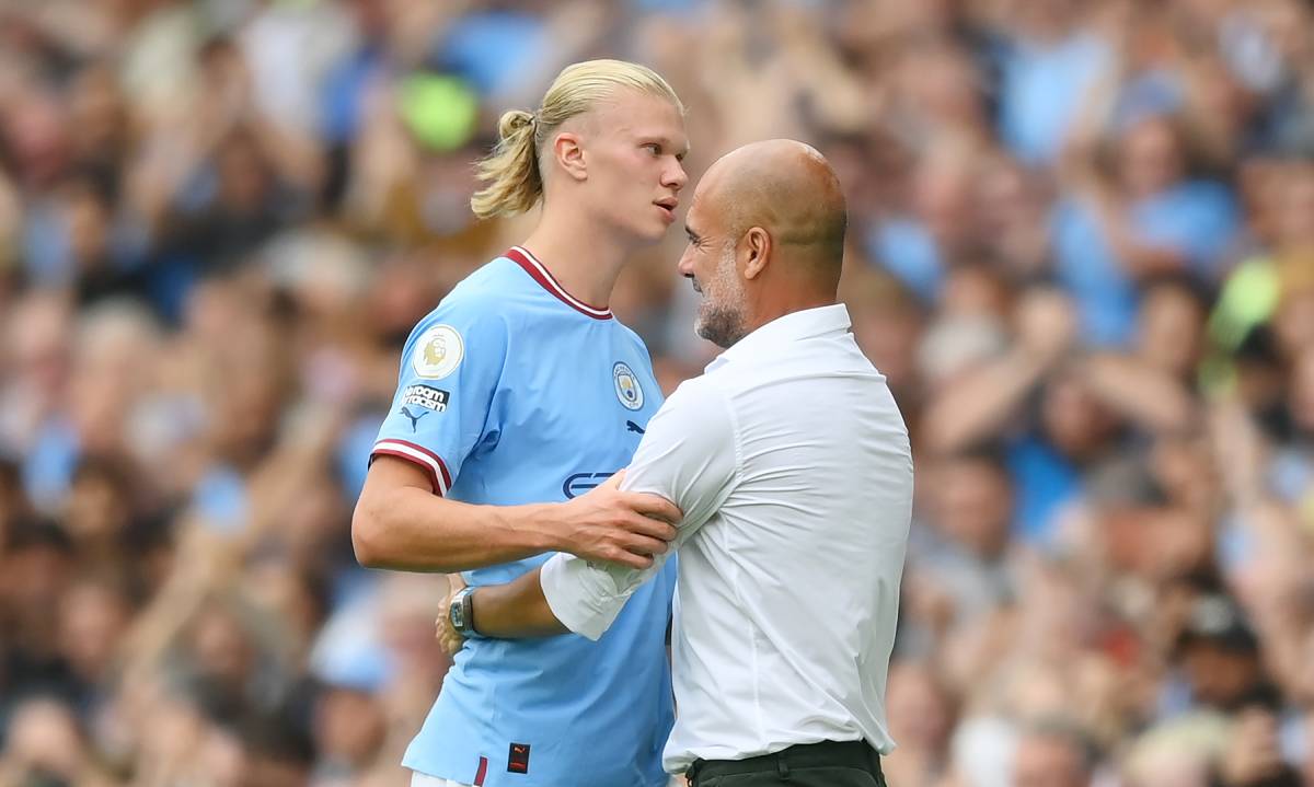 Haaland and Guardiola in a Premier League match