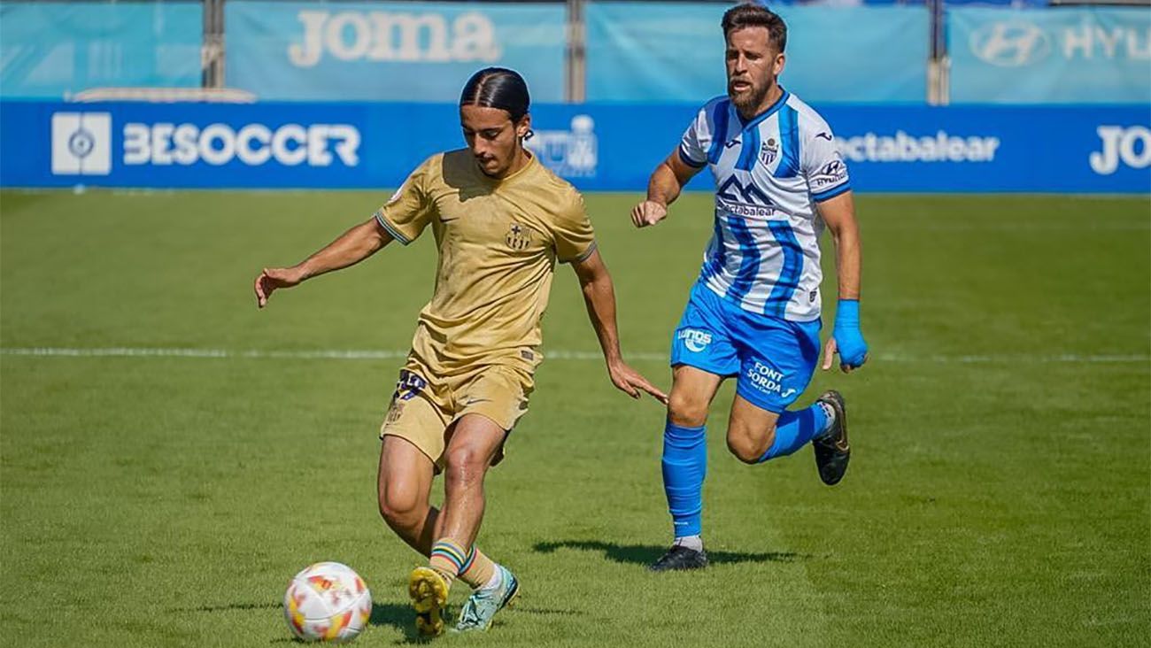 Txus Alba in the match against Atlético Baleares (3-2). Photo: @FCBarcelonaB