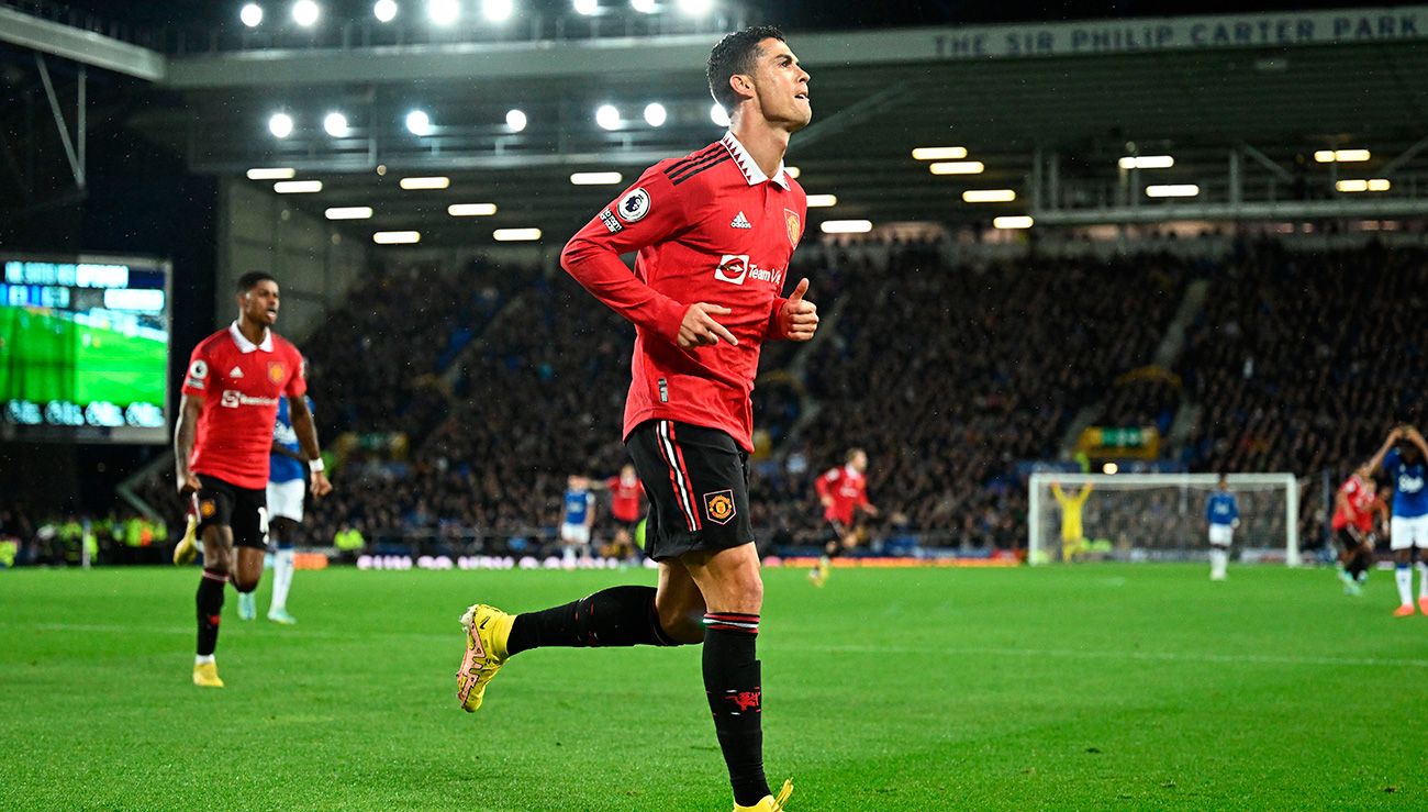 Cristiano Ronaldo, celebrando un gol con el Manchester United