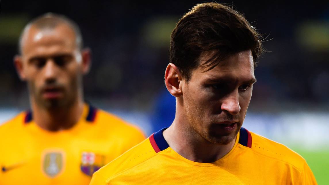 Leo Messi, cabizbajo tras perder el Barça en Anoeta
