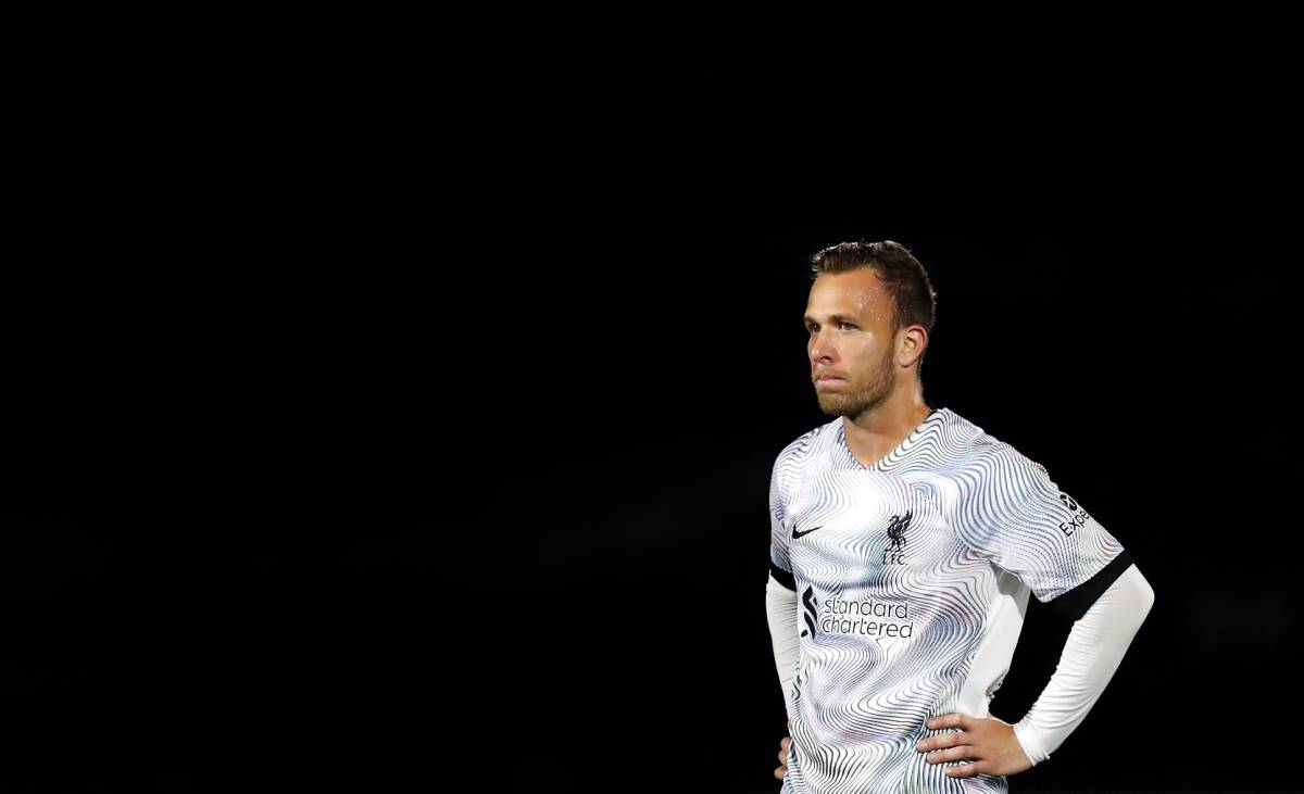 Arthur Melo, en un partido del Liverpool