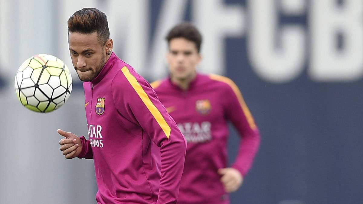 Neymar Jr, during a training with the FC Barcelona