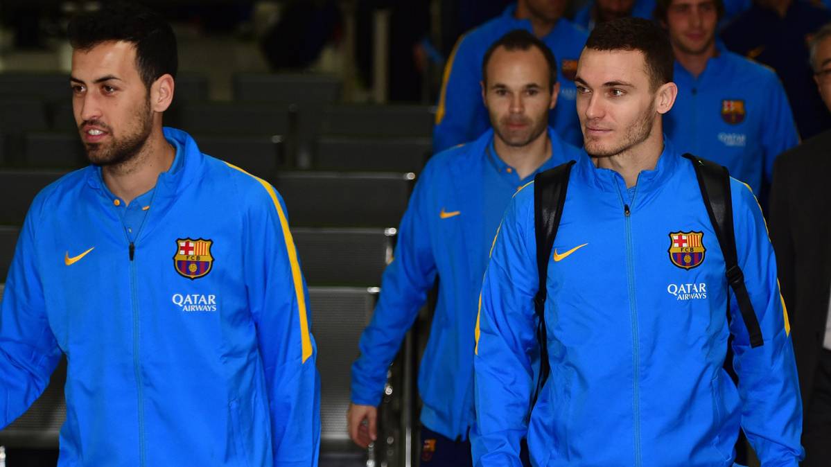 The expedition of the Barça, leaving to the hotel of concentration