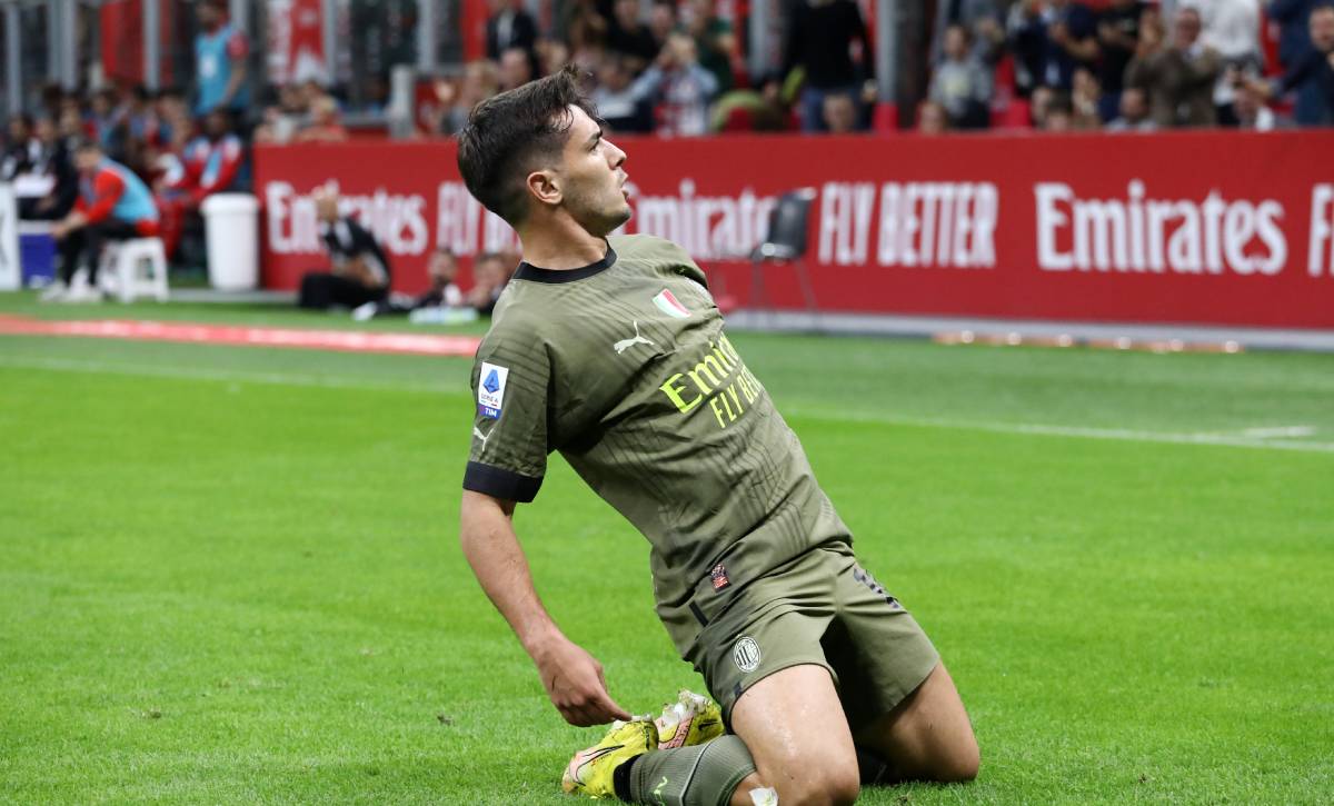 Brahim Díaz celebrates after scoring v Monza