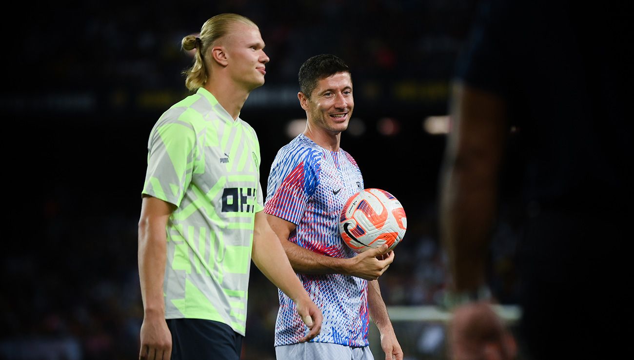 Erling Haaland y Robert Lewandowski