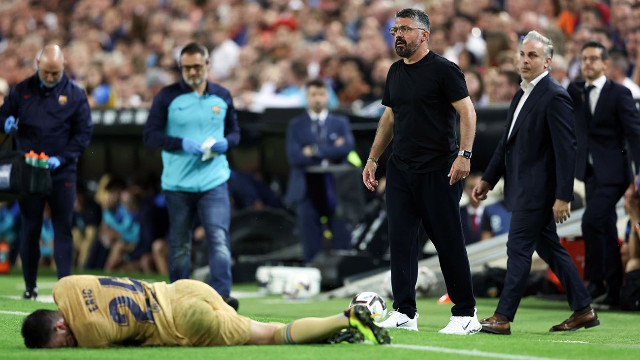 Eric García, injured in the match against Valencia