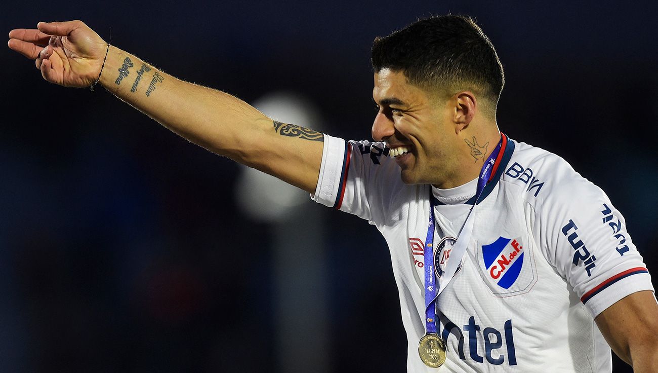 Luis Suárez, celebrando con Nacional