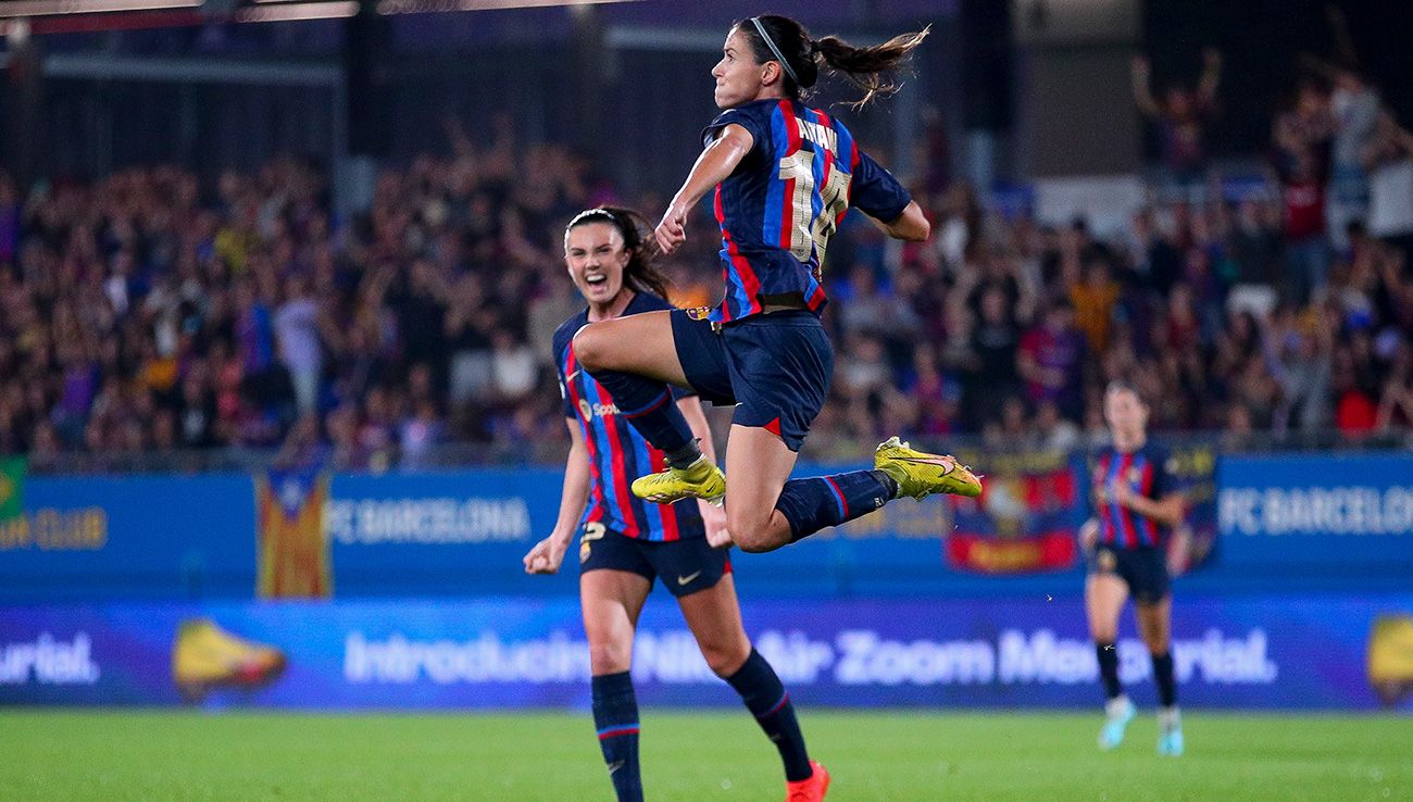 Aitana Bonmati celebrando un gol con el FC Barcelona