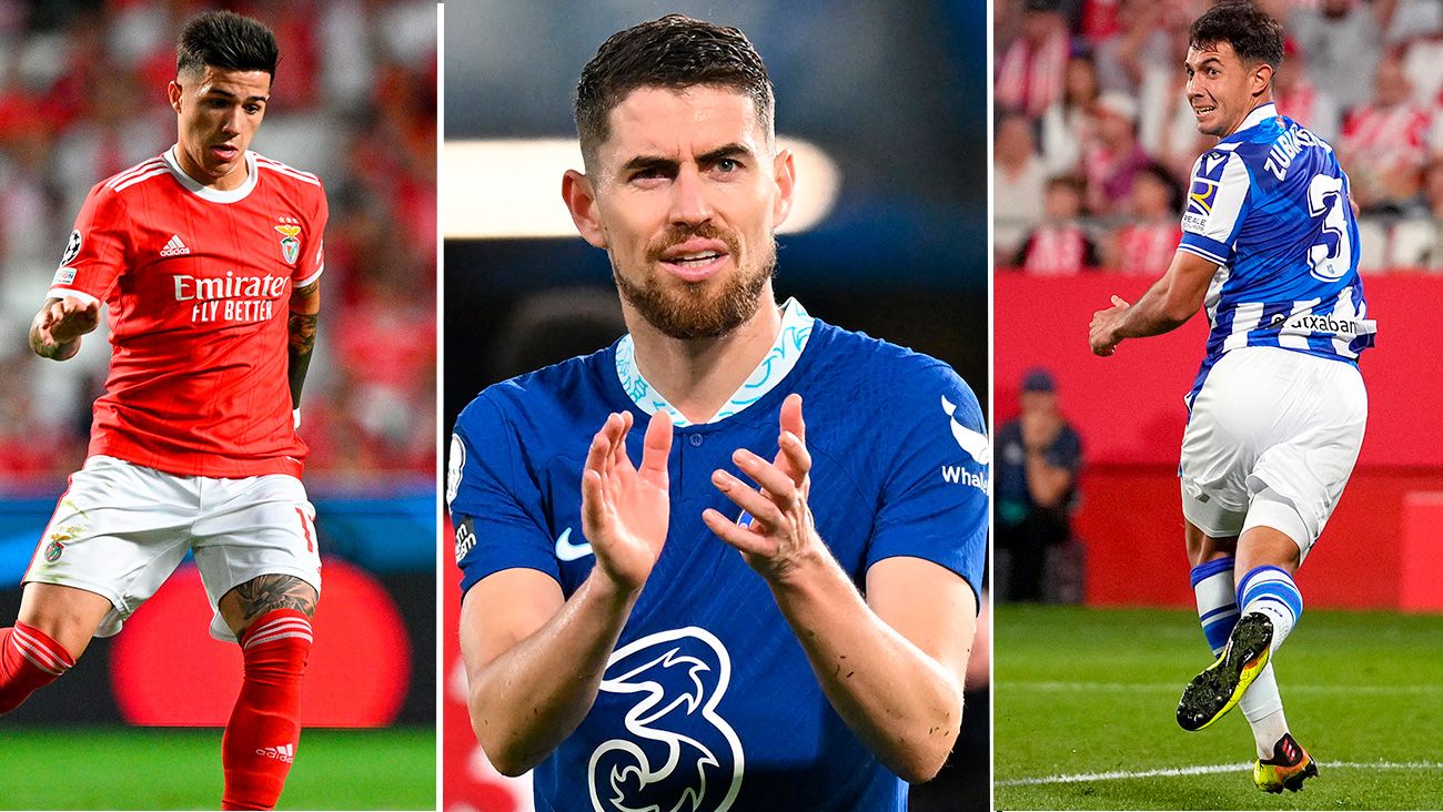 Enzo Fernández, Jorginho y Martín Zubimendi