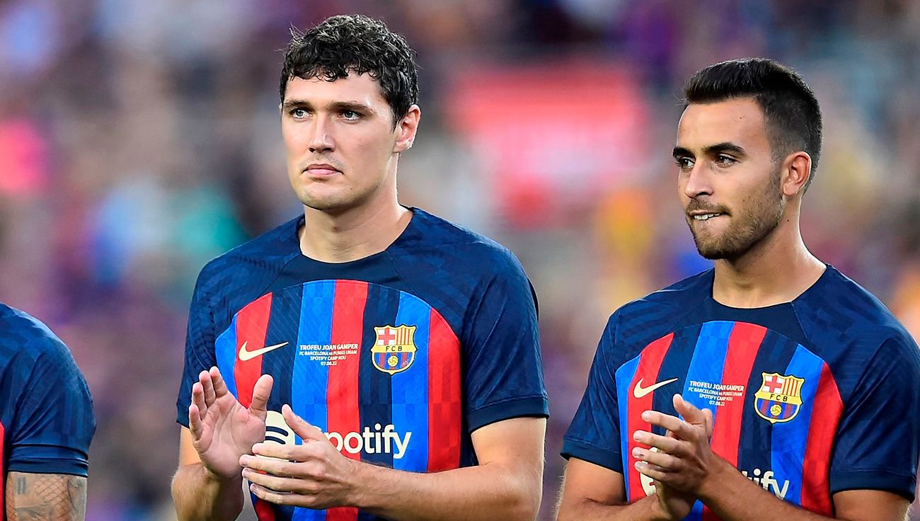 Andreas Christensen y Eric García antes de un partido