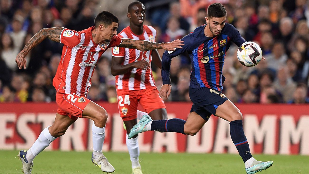 Ferran Torres in the match against Almería (2-0)