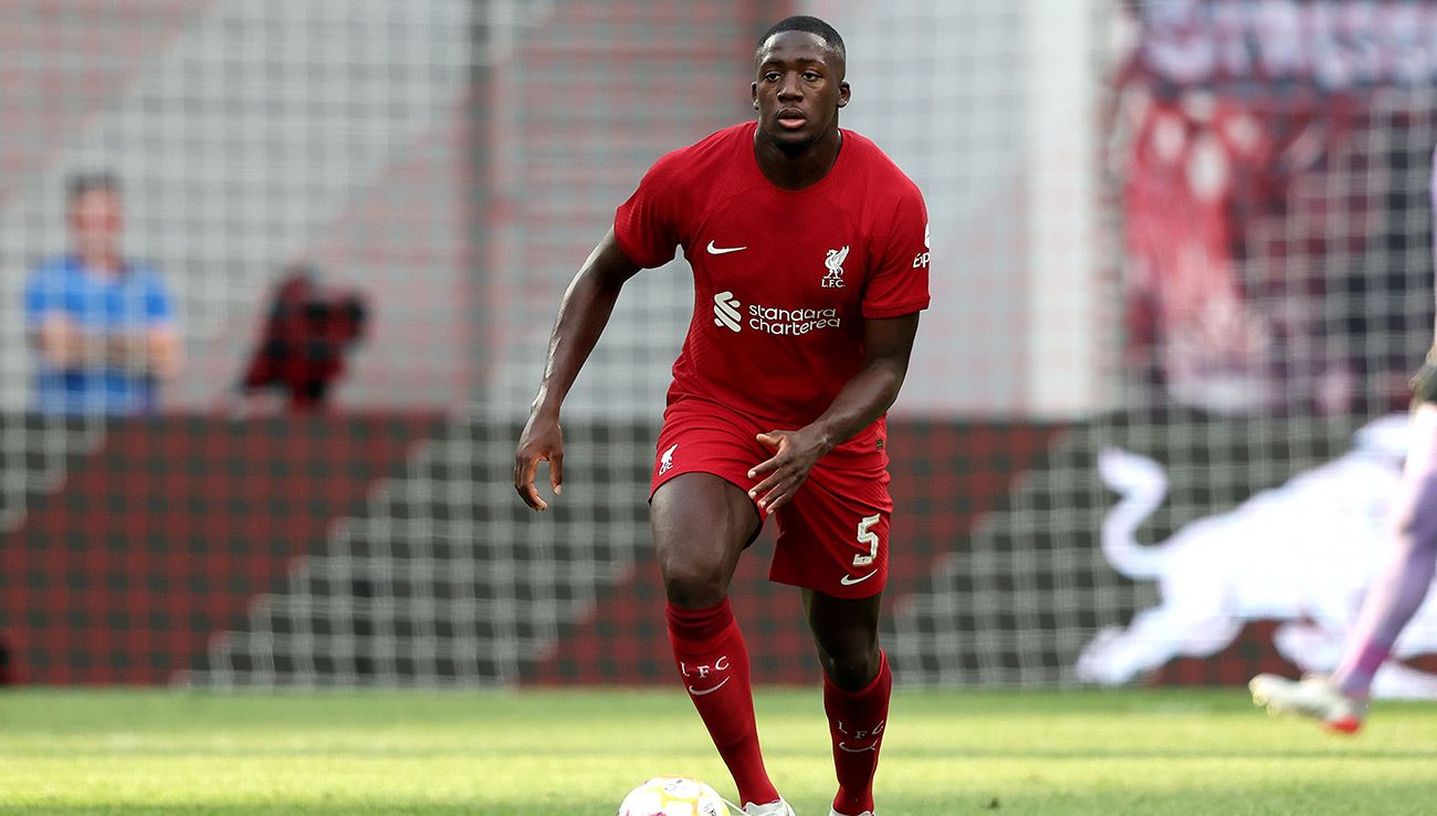 Ibrahima Konaté, durante un partido con el Liverpool