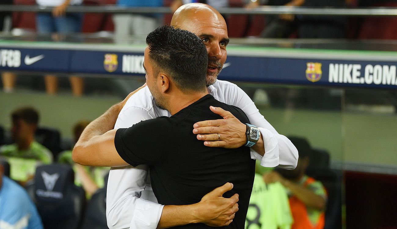 Pep Guardiola and Xavi Hernandez