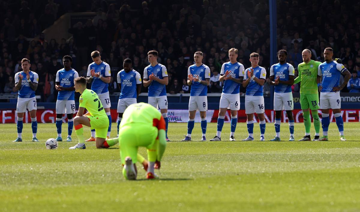 Peterborough players before a match v Nottingham Forest