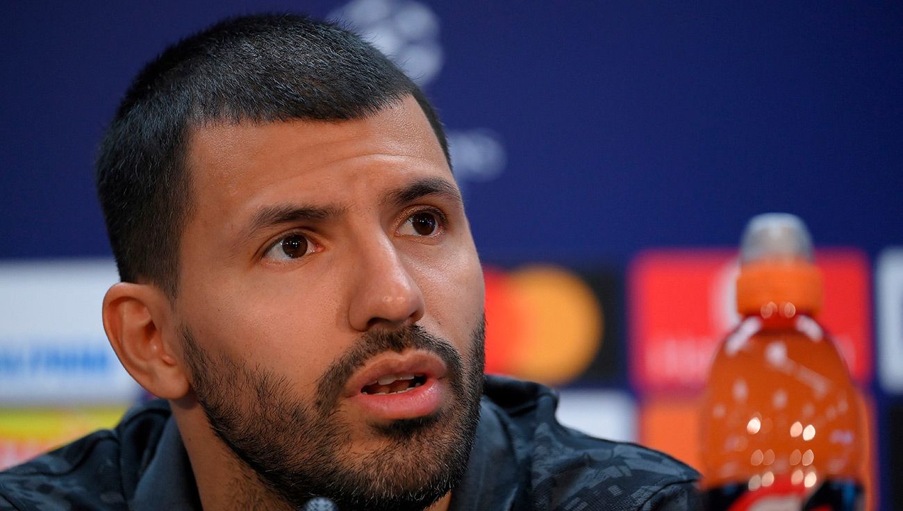 Sergio Agüero durante una rueda de prensa