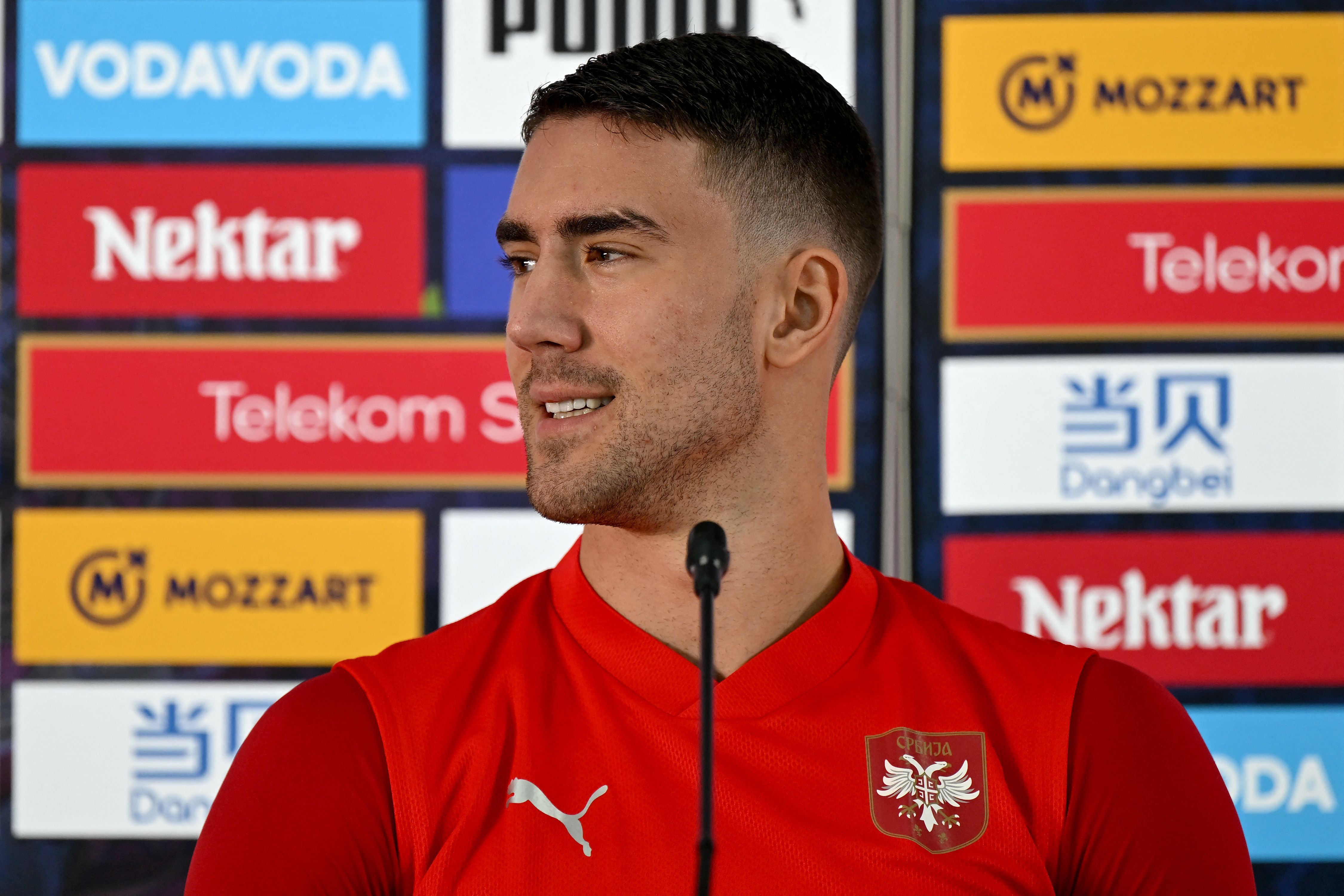 Vlahovic in a press conference