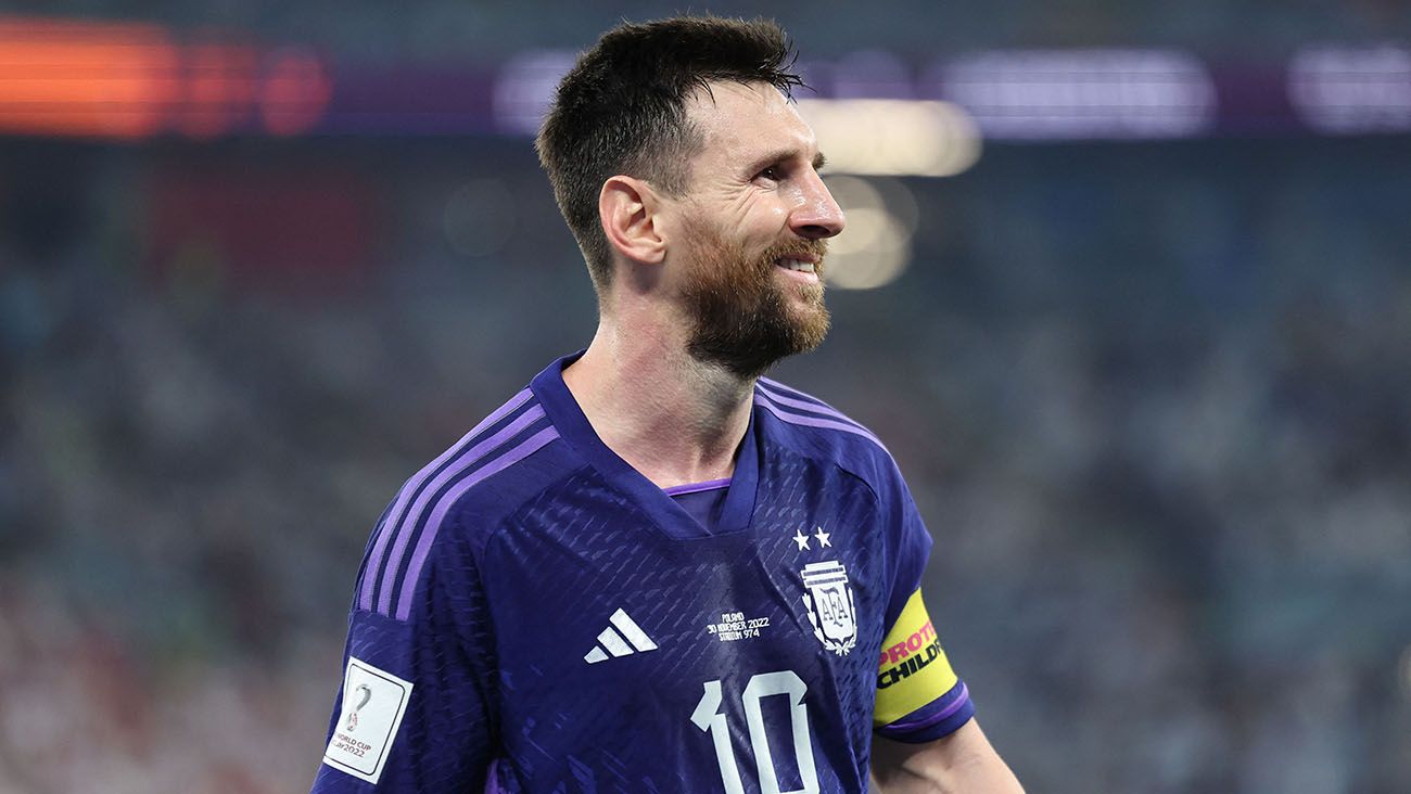 Leo Messi durante el Polonia-Argentina