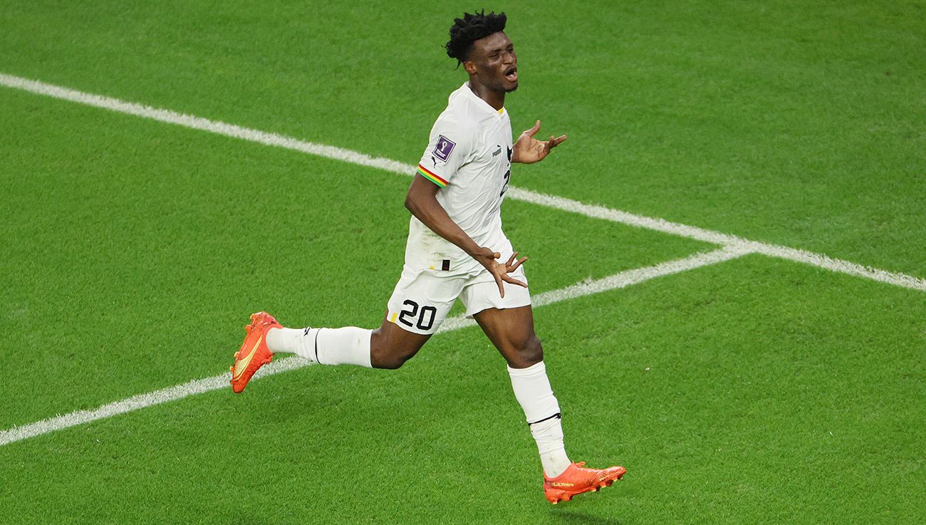 Mohammed Kudus celebrando un gol con Ghana
