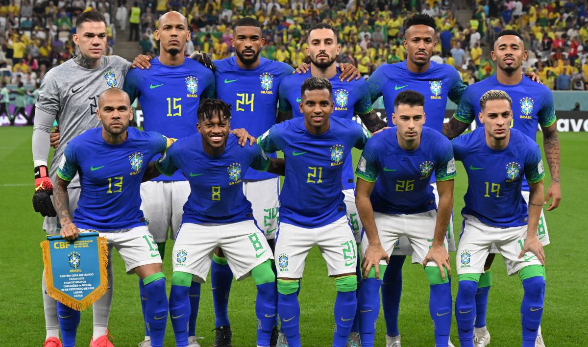 Brazil national team before a match v Cameroon
