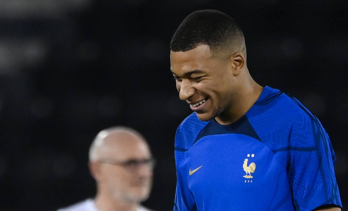 Mbappé, en un entrenamiento con la selección francesa