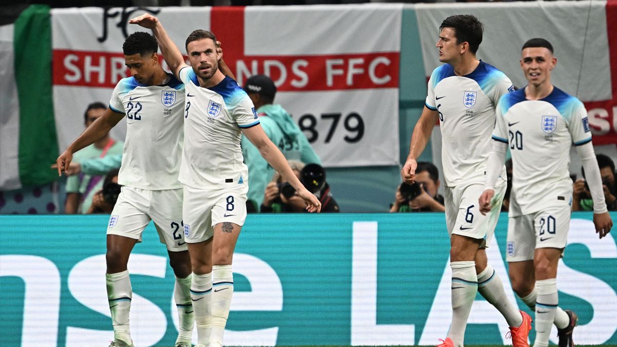 Los jugadores de Inglaterra celebran un gol en el Mundial