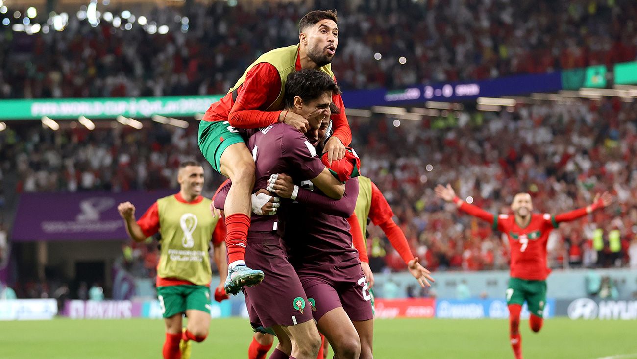 Morocco celebrating qualification