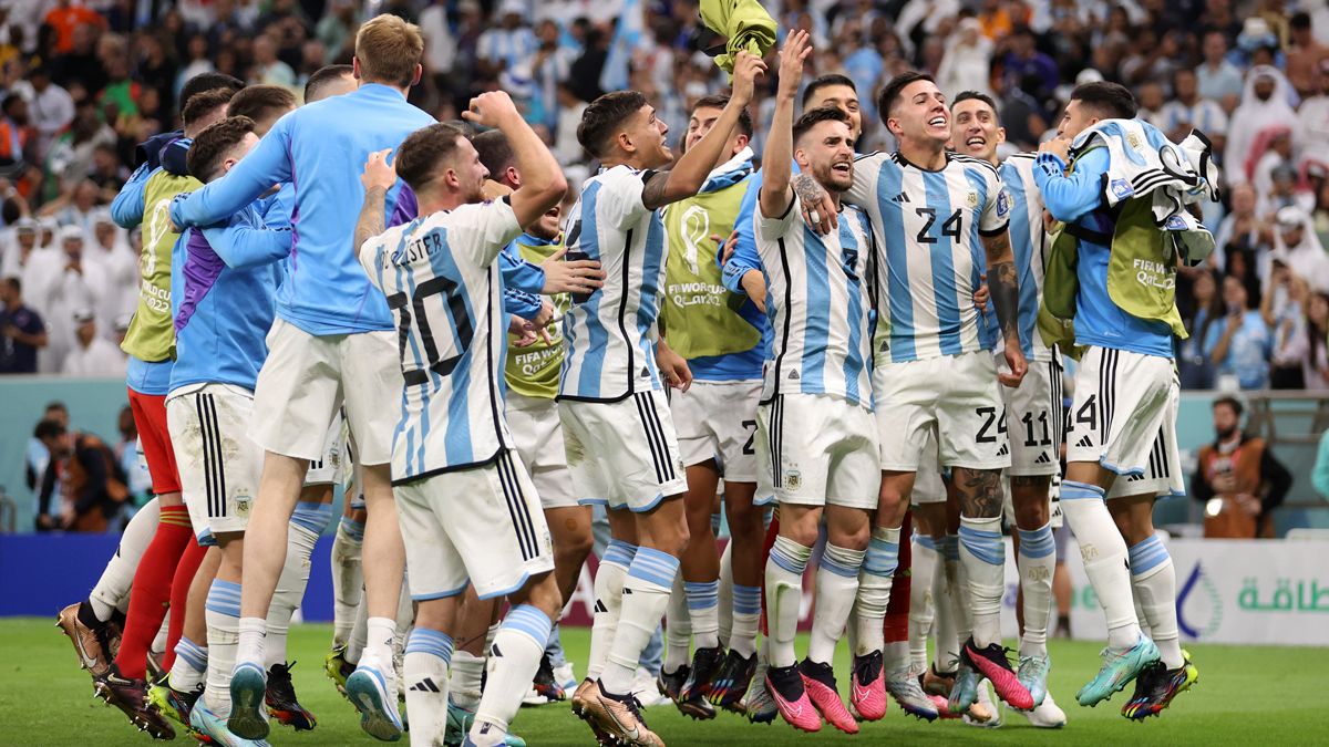 La selección Argentina celebra su pase a las semifinales del Mundial