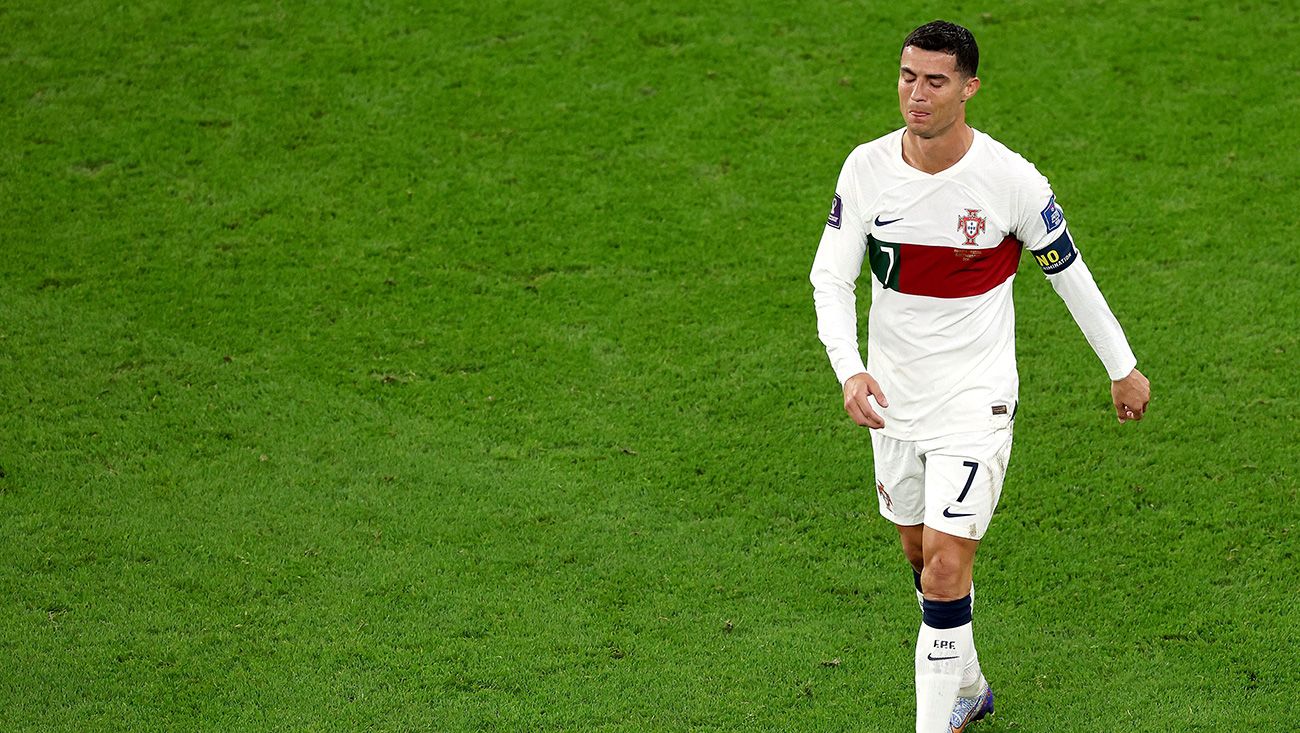 Cristiano lamenting after the defeat against Morocco