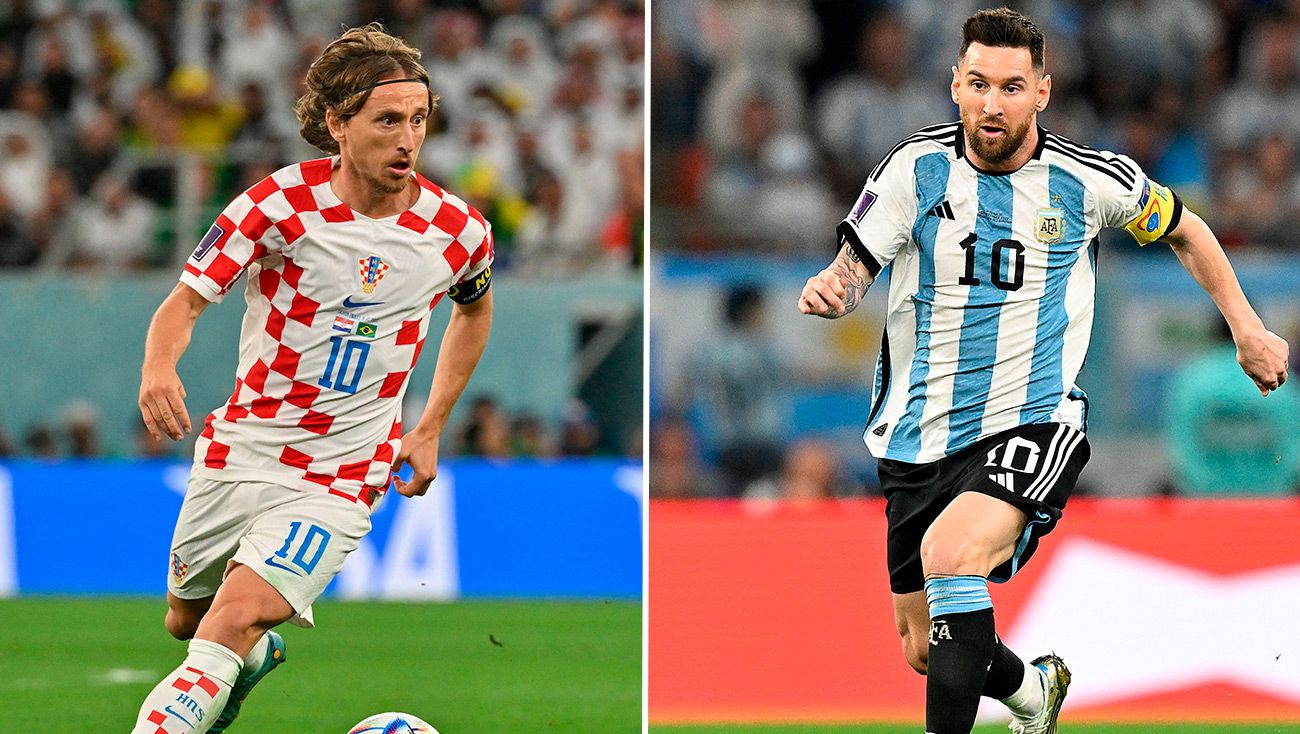 Luka Modric y Lionel Messi durante el Mundial