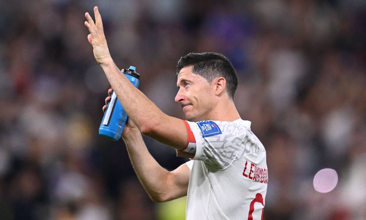 Lewandowski says goodbye after a match between France and Poland