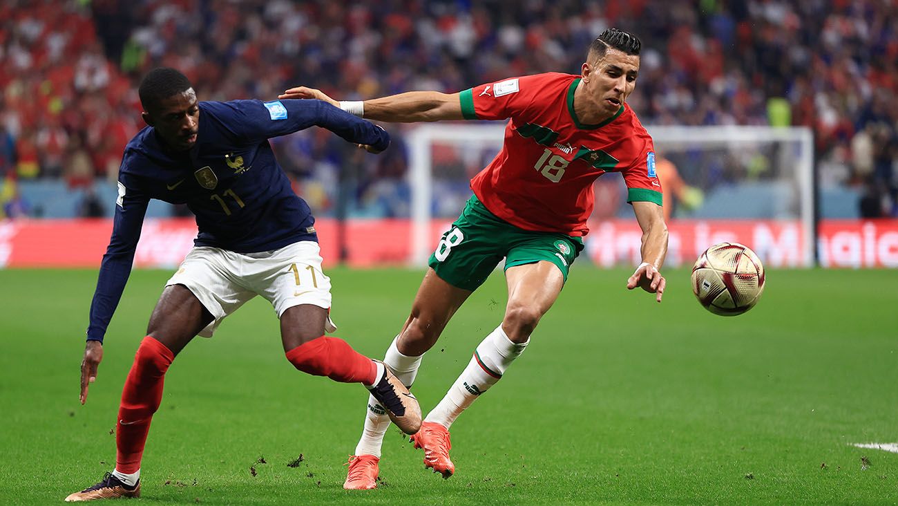 Ousmane Dembélé en el partido ante Marruecos
