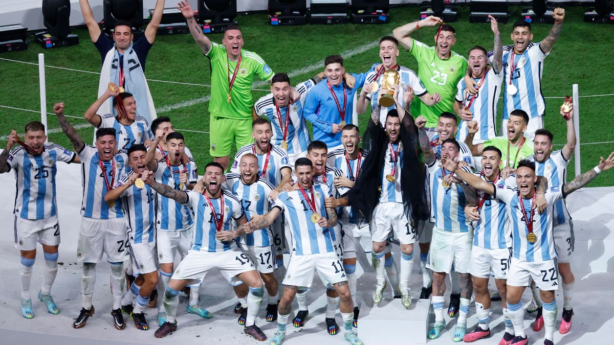 Los jugadores de Argentina celebran su Mundial