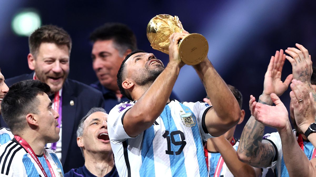 Agüero celebra el Mundial de Argentina