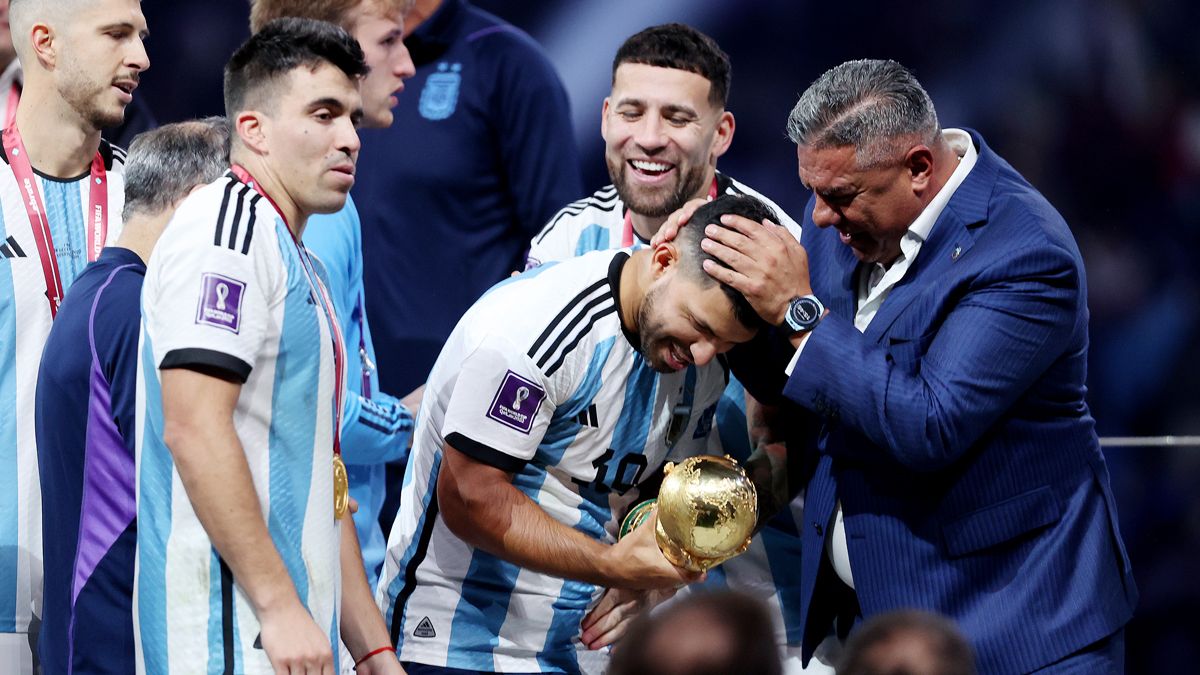 Agüero en la celebración del Mundial