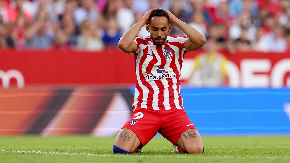 Matheus Cunha en un partido del Atlético