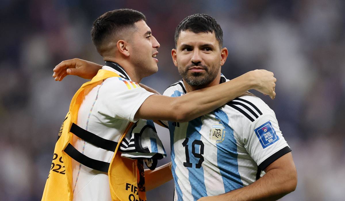 Agüero, en los festejos de Argentina por la Copa del Mundo