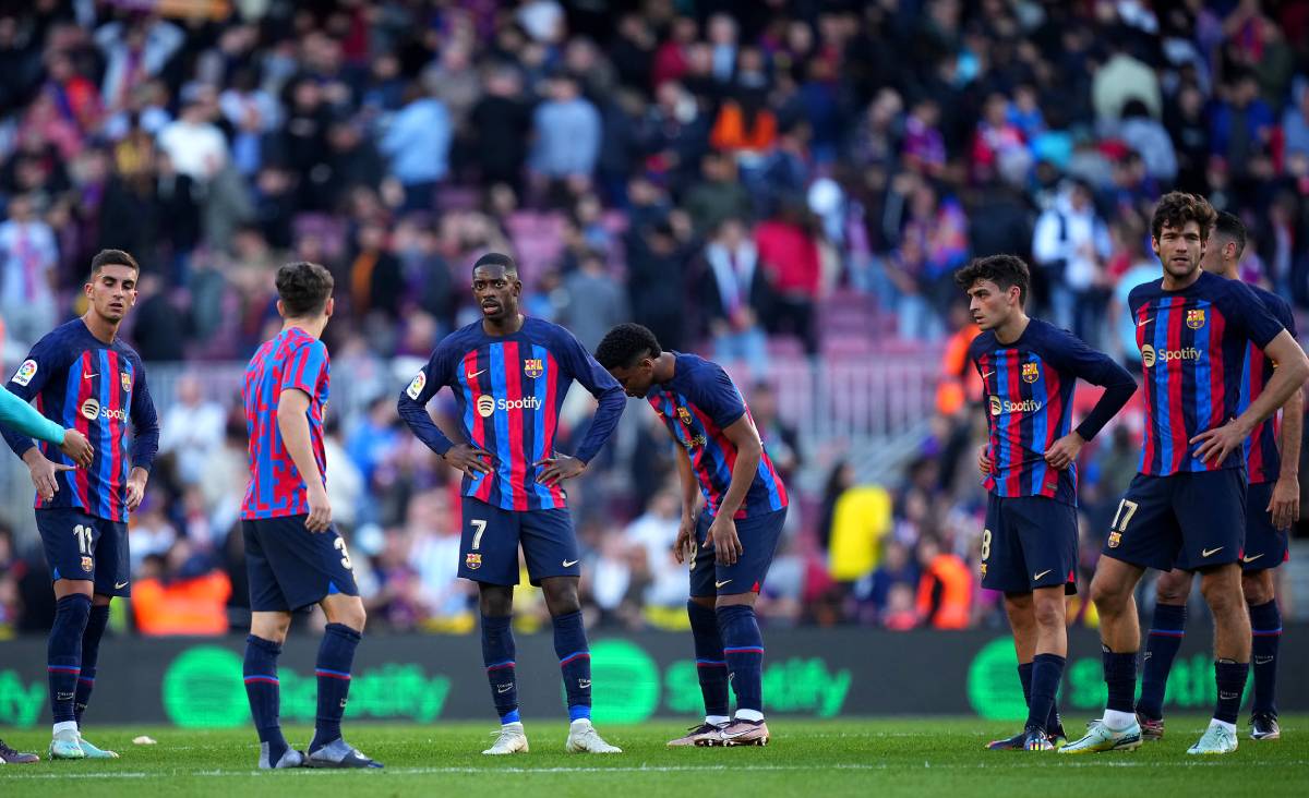 Barça players after a match v Espanyol