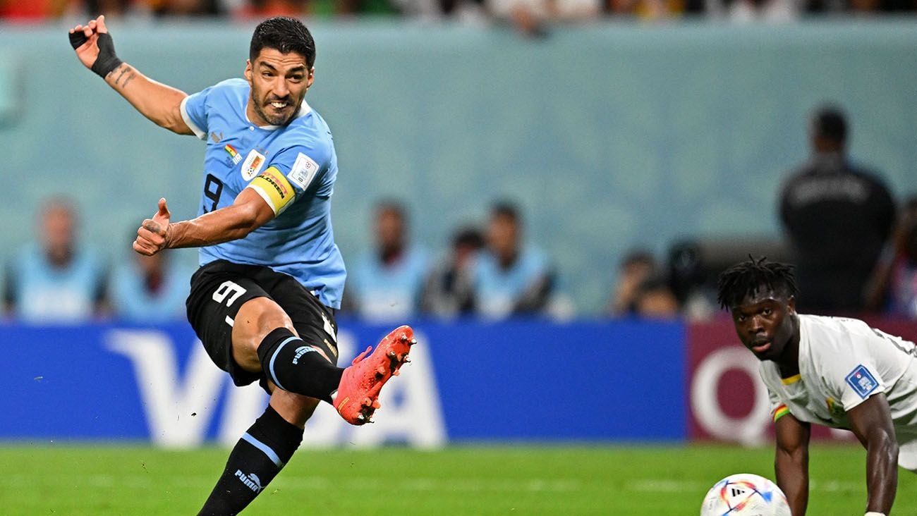 Luis Suárez en el partido Uruguay-Ghana del Mundial (2-0)