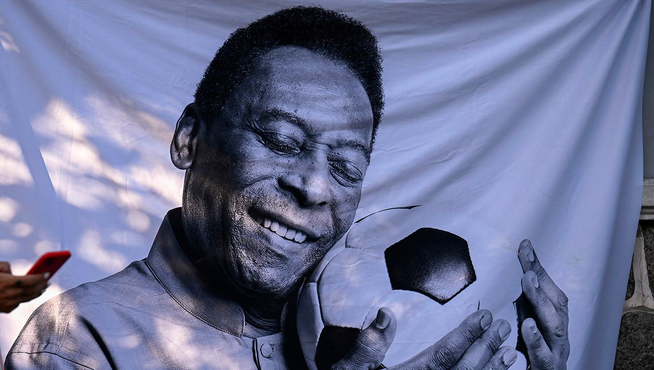 Imagen de Pelé durante el evento de su funeral
