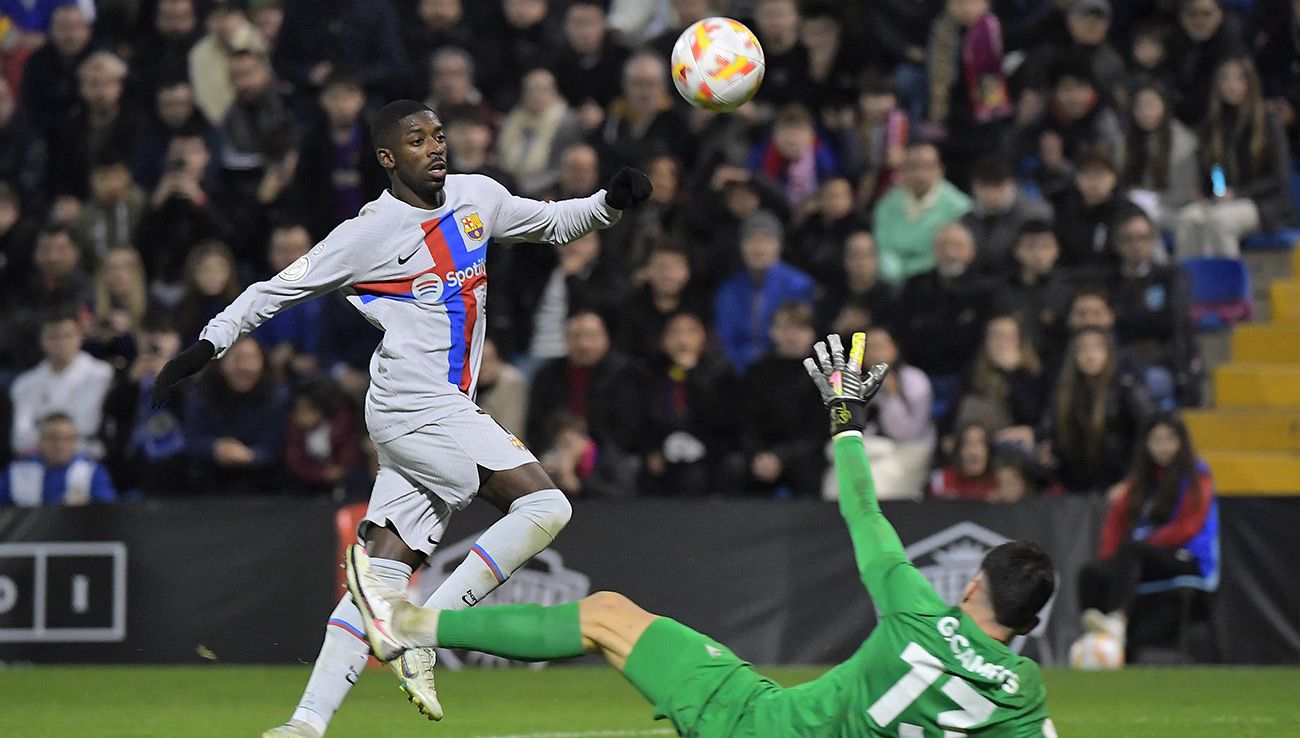 Ousmane Dembele marcando un gol en la Copa del Rey