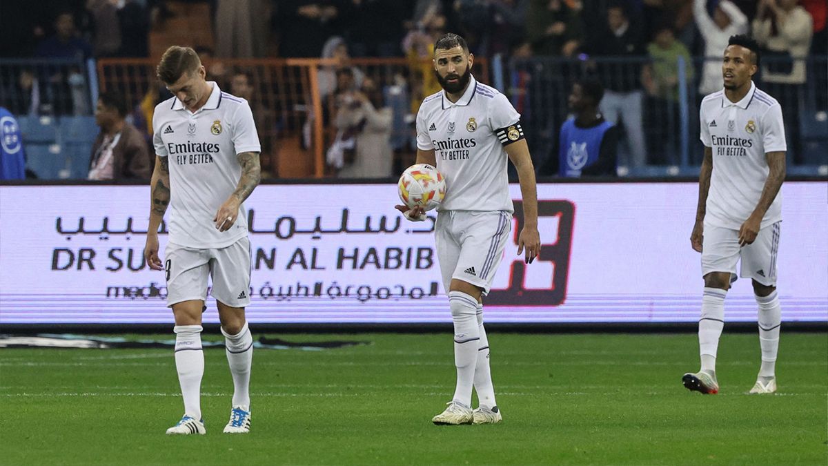 Toni Kroos, Karim Benzema y Militao, jugadores del Real Madrid