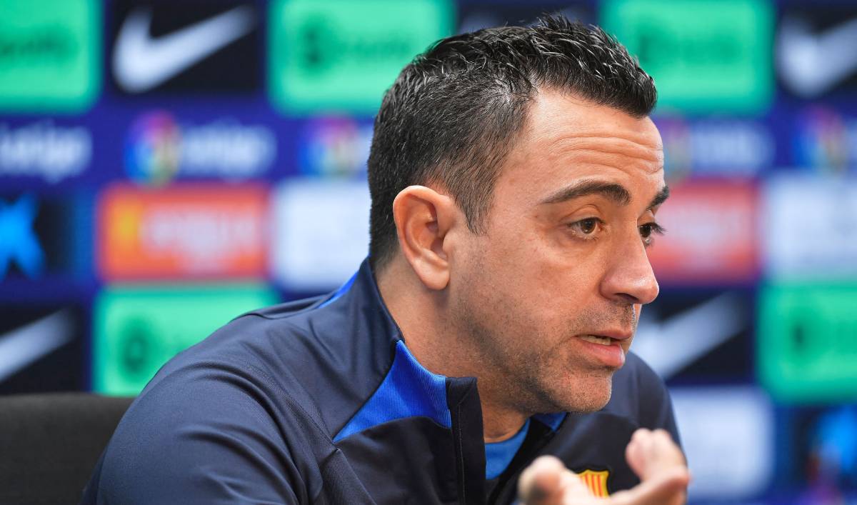 Xavi during a press conference