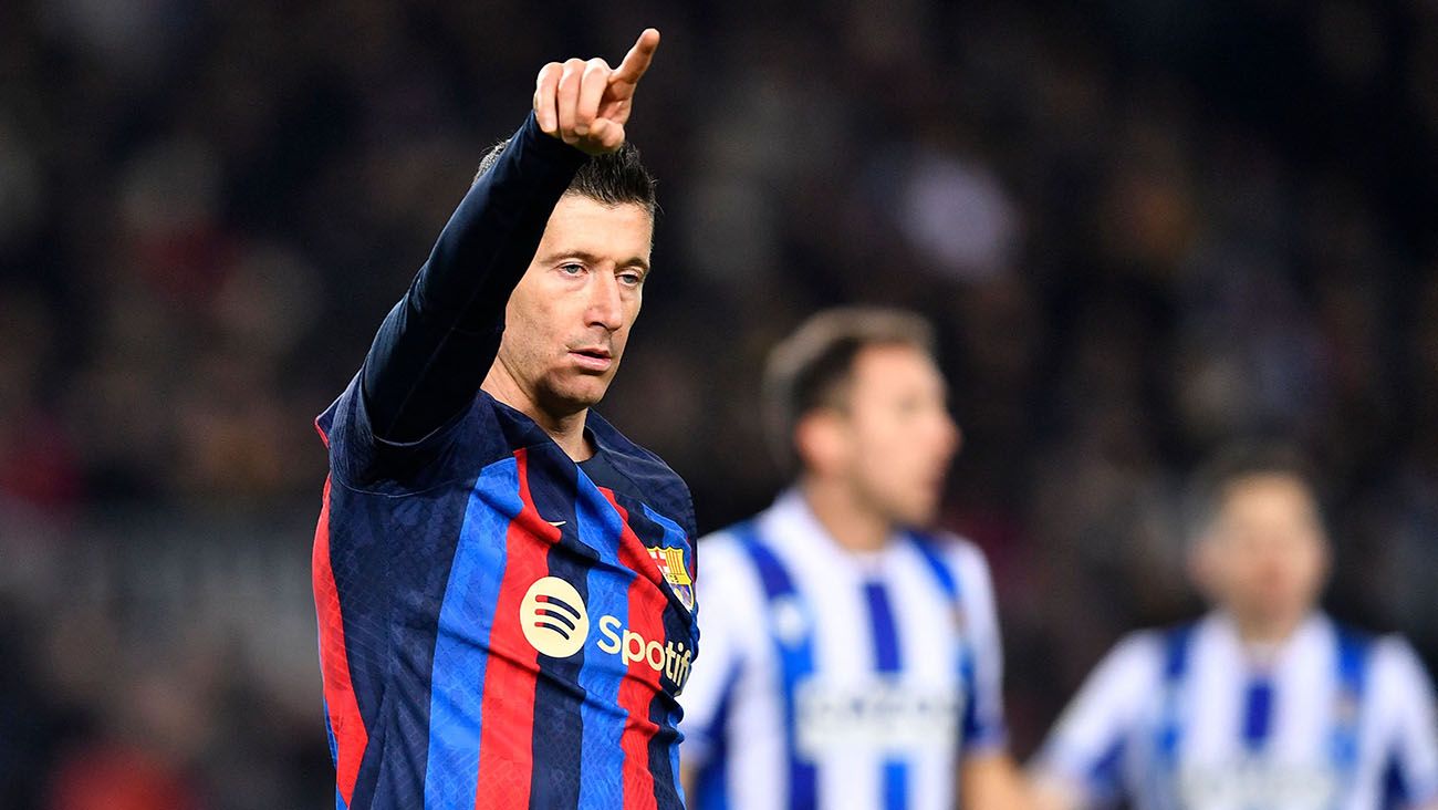 Robert Lewandowski in the Cup match against Real Sociedad