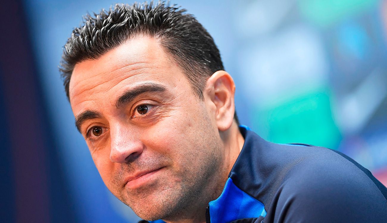 Xavi en una rueda de prensa