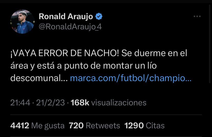 El mensaje que habían publicado en la cuenta de Twitter de Araújo