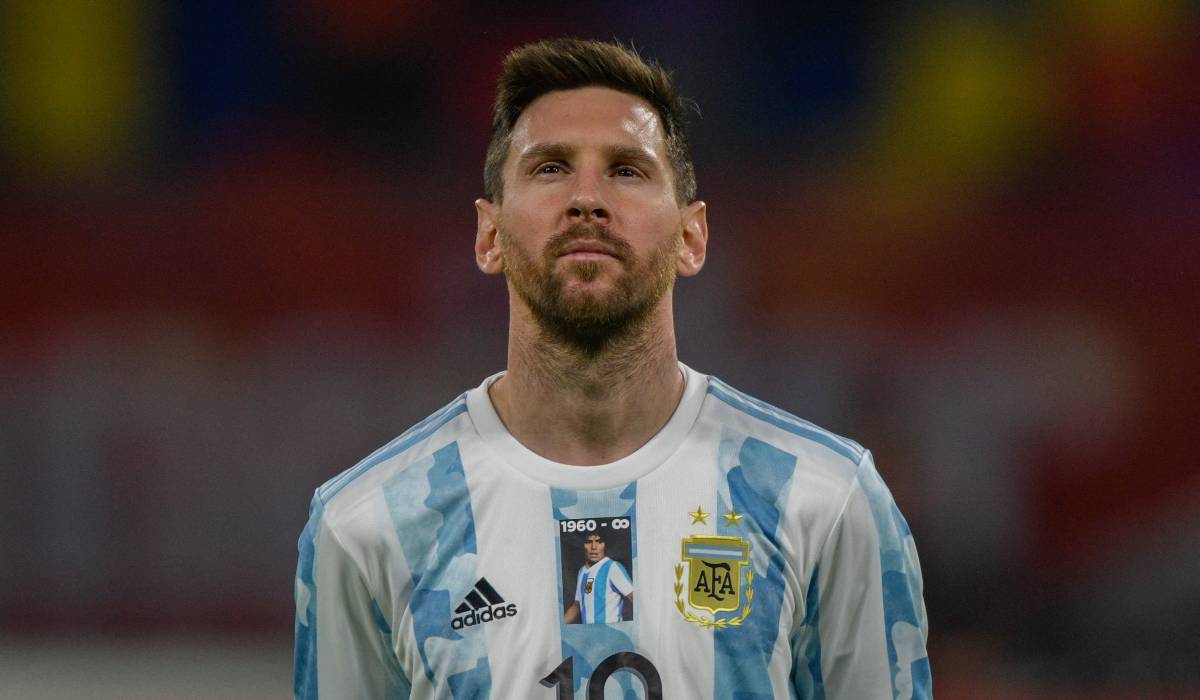Messi, en un partido con la selección argentina