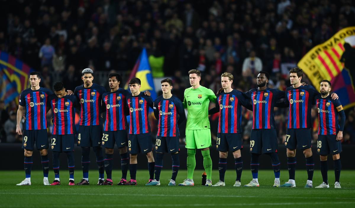 Barça players before a match vs United