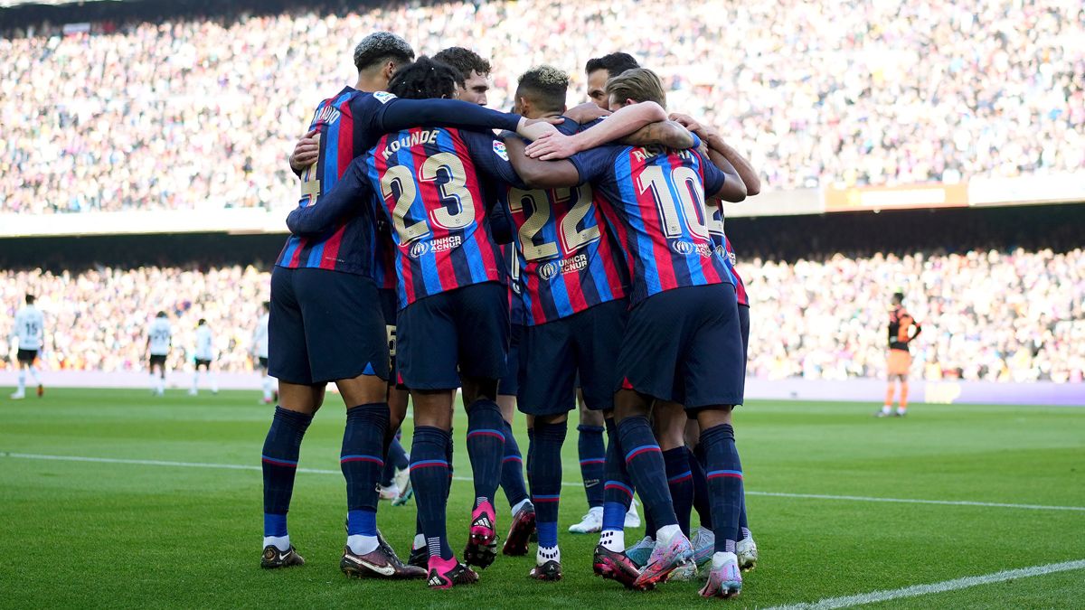 Los jugadores del Barça celebran un gol copy