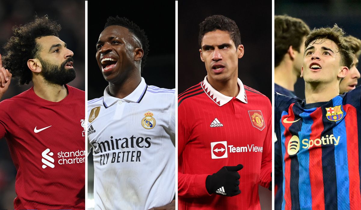 Salah, Vinicius, Varane y Gavi, jugadores de fútbol